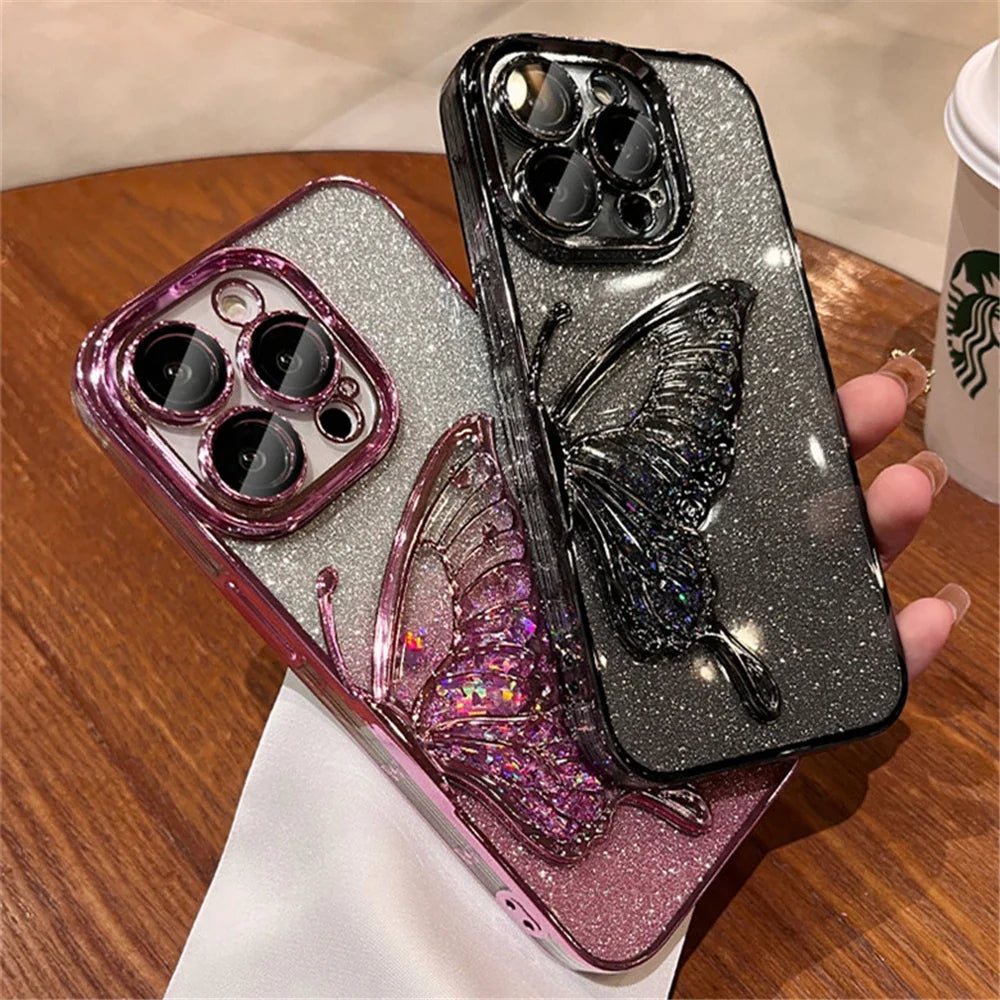 Gradient Butterfly iPhone Shockproof Clear Case