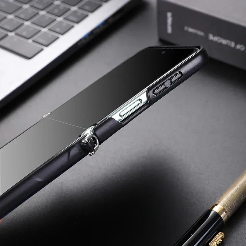 Samsung Z Flip Leather Wireless Charging Case