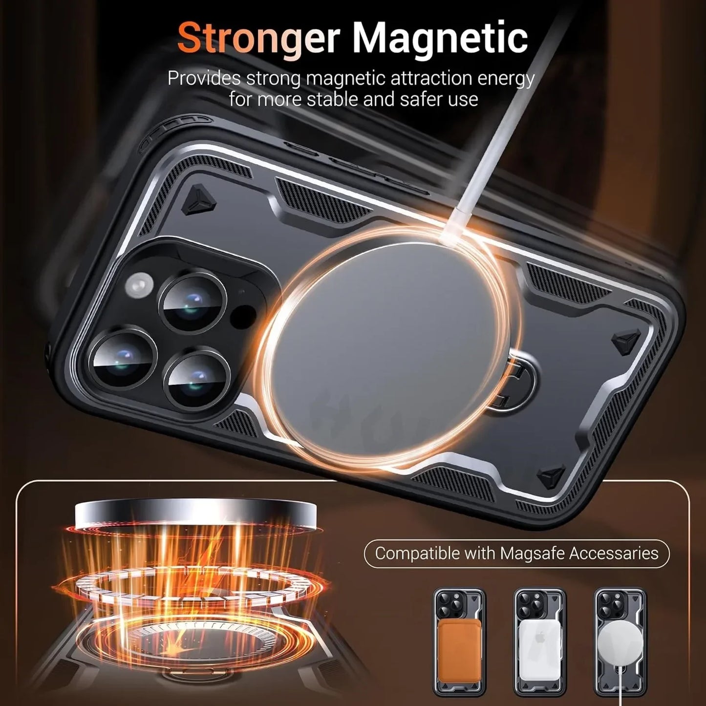 iPhone MagSafe Shockproof Ring Holder Case