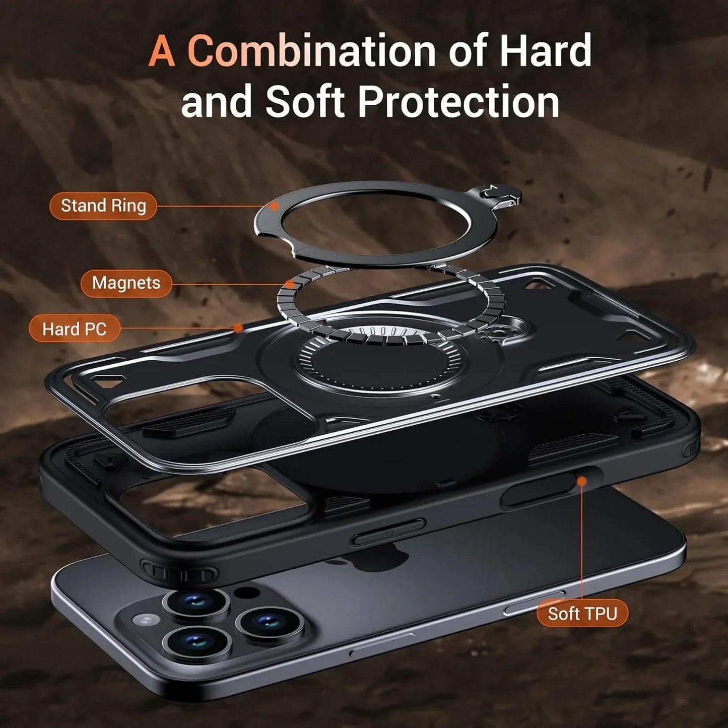 iPhone MagSafe Shockproof Ring Holder Case