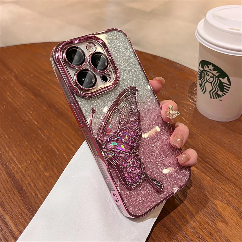 Gradient Butterfly iPhone Shockproof Clear Case