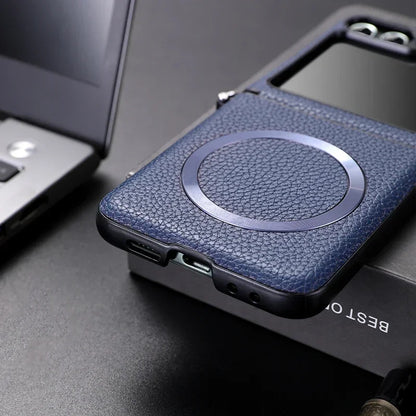 Samsung Z Flip Leather Wireless Charging Case