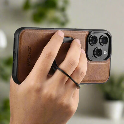 iPhone Ring Holder Leather Phone Case
