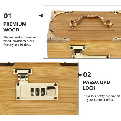 SWETRACE Retro Money-Saving Box With Combination Lock - Scratch- Keepsakes Container 1Pc 11.8x3.9x3.9in
