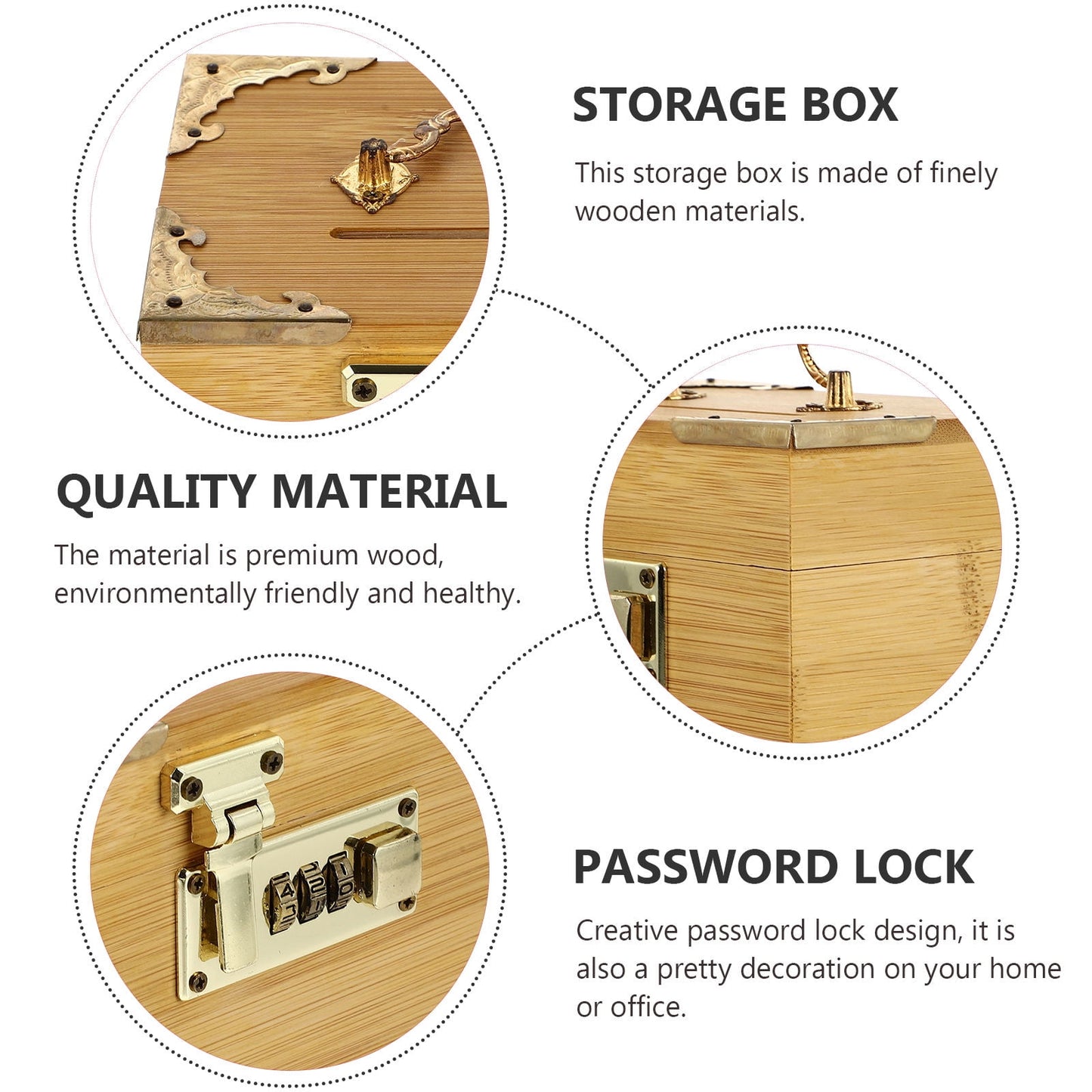 SWETRACE Retro Money-Saving Box With Combination Lock - Scratch- Keepsakes Container 1Pc 11.8x3.9x3.9in