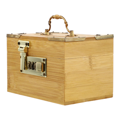 SWETRACE Retro Money-Saving Box With Combination Lock - Scratch- Keepsakes Container 1Pc 11.8x3.9x3.9in