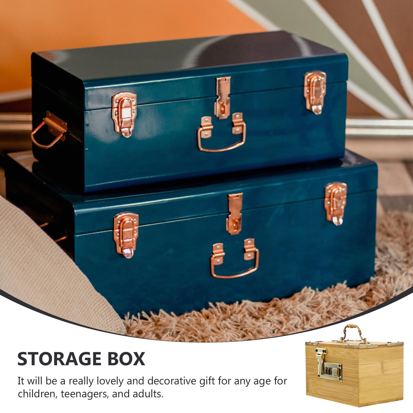 SWETRACE Retro Money-Saving Box With Combination Lock - Scratch- Keepsakes Container 1Pc 11.8x3.9x3.9in