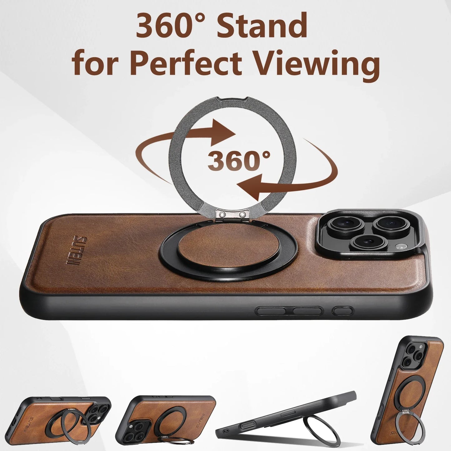 iPhone Ring Holder Leather Phone Case