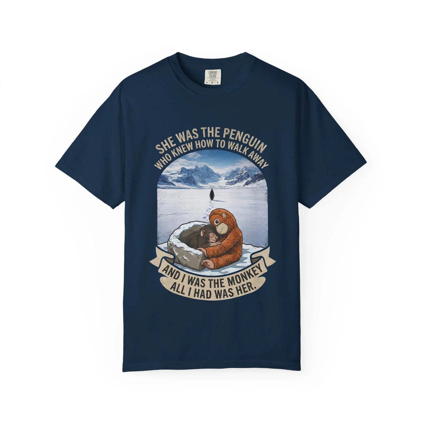 Punch Monkey and Lonely Penguin Vintage Graphic T-Shirt