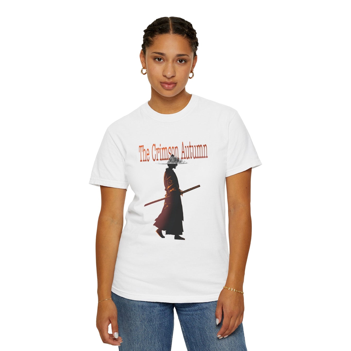 Crimson Autumn Samurai Tee | Distressed Japanese Warrior Shirt