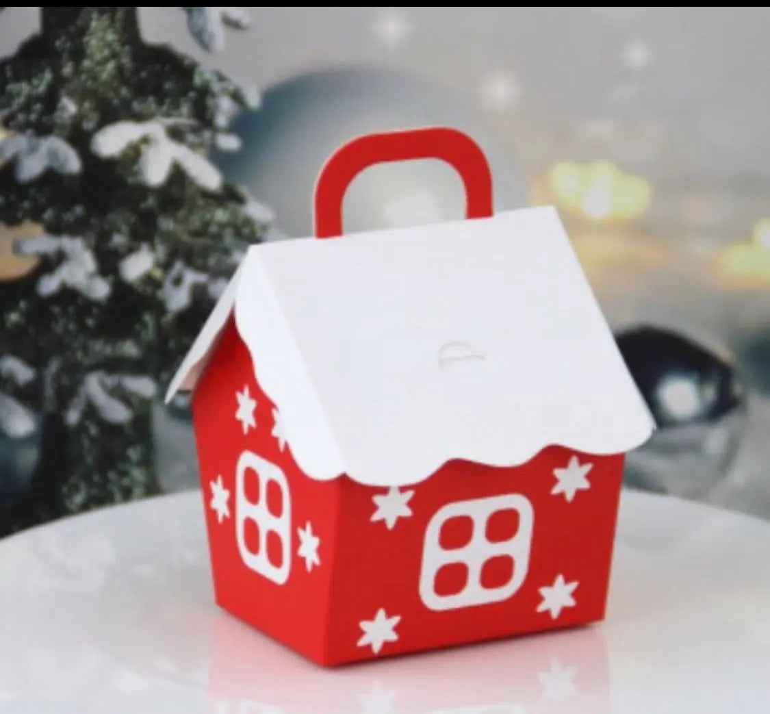 12PCS Santa Claus Christmas House Bakery Boxes – Festive Cookie & Candy Gift Boxes for Holiday Treats, Cakes & Party Favors