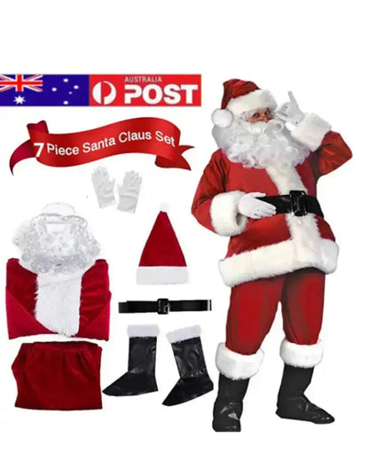 Santa Claus Suit Costume 7 pcs  (EXTRA LARGE)