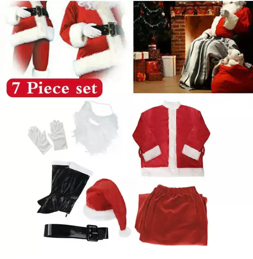 Santa Claus Suit Costume 7 pcs  (EXTRA LARGE)