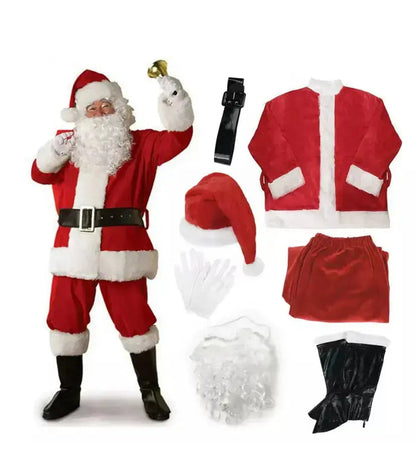 Santa Claus Suit Costume 7 pcs  (EXTRA LARGE)