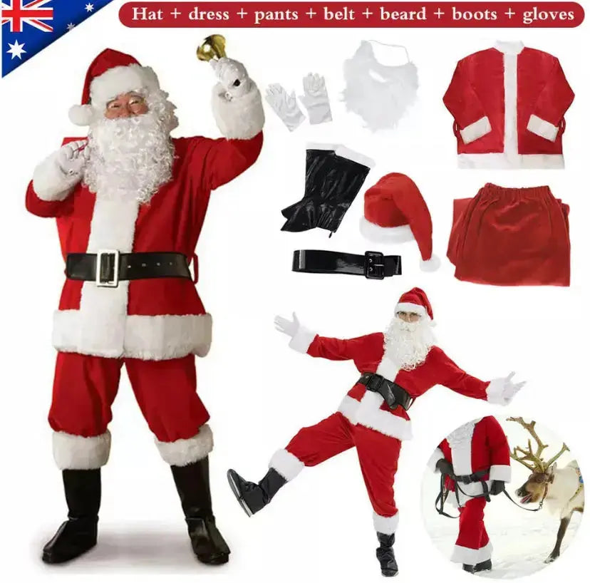 Santa Claus Suit Costume 7 pcs  (EXTRA LARGE)
