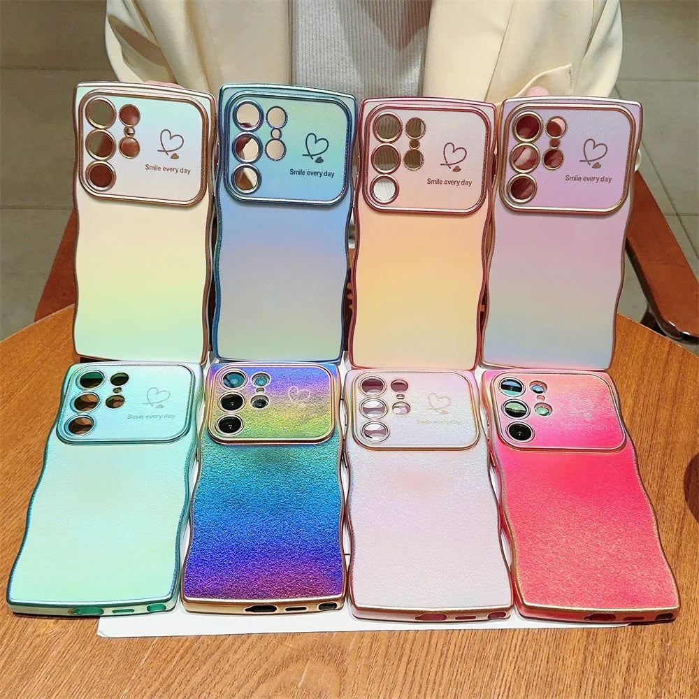 Glitter Wavy Heart Samsung Shockproof Phone Case