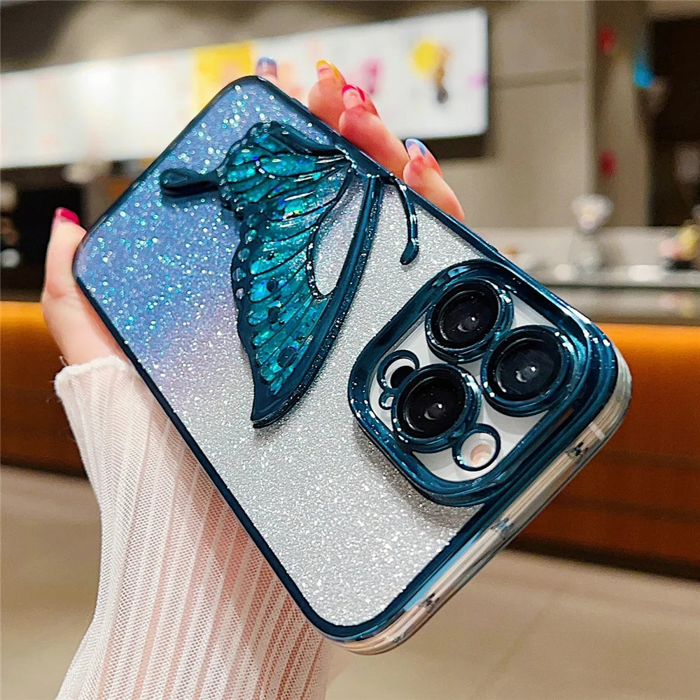 Gradient Butterfly iPhone Shockproof Clear Case