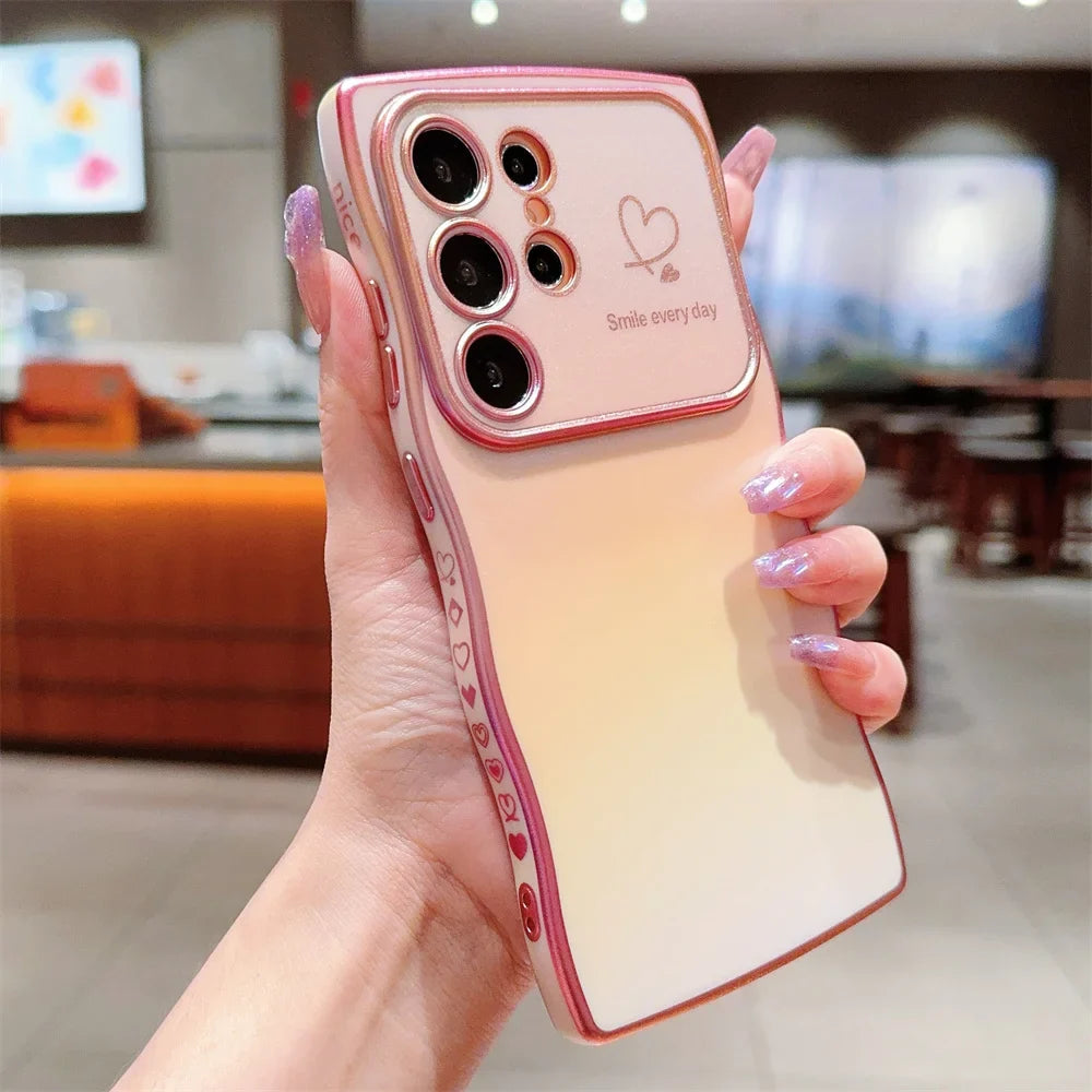 Glitter Wavy Heart Samsung Shockproof Phone Case