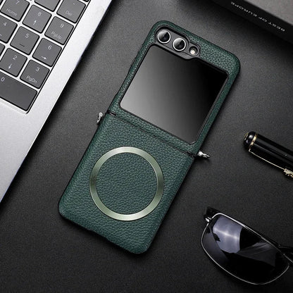 Samsung Z Flip Leather Wireless Charging Case