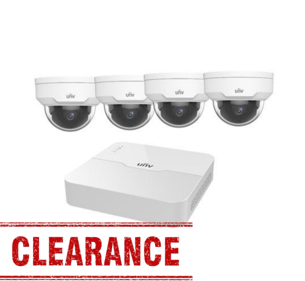 Uniview 8 Channel PoE NVR Kit – NVR301-08LB-P8 + 4x IPC322LR3-VSPF28-D 2MP Vandal Dome Cameras + 2TB HDD