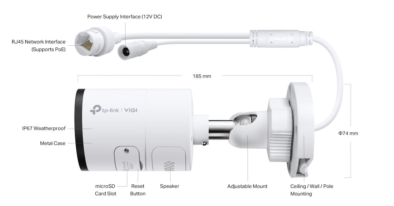 TP-Link VIGI Insight S385 8MP Outdoor Full-Color Bullet Network IP Camera 2.8mm / 4mm