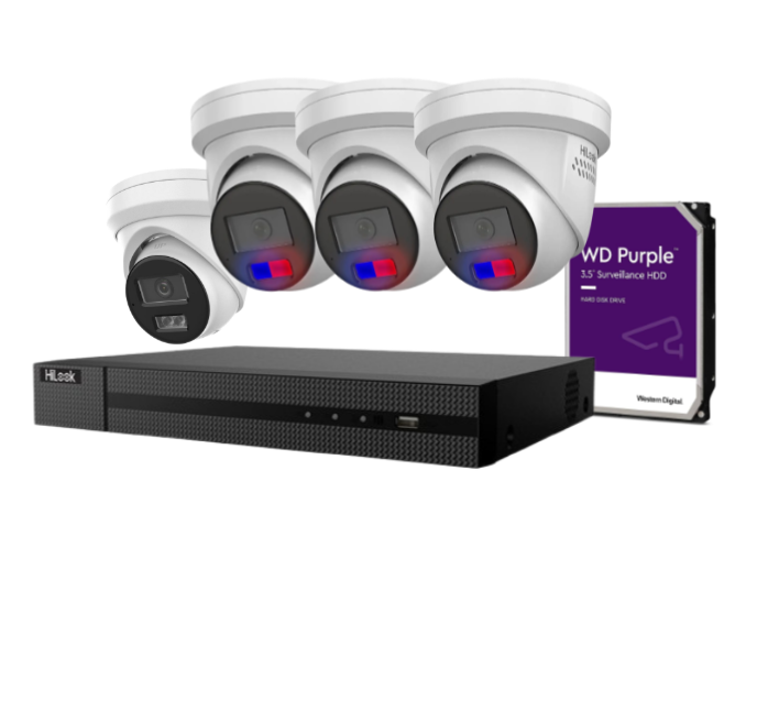 Hilook 6MP 4x CCTV Camera kit with 4 Channel NVR, and HDD IPC-T262H-MU, IPC-T269H-MU/SL, HL-NVR-104MH-C/4P(B) / 7604NI-M1-4P