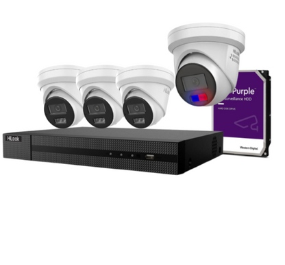Hilook 6MP 4x CCTV Camera kit with 4 Channel NVR, and HDD IPC-T262H-MU, IPC-T269H-MU/SL, HL-NVR-104MH-C/4P(B) / 7604NI-M1-4P