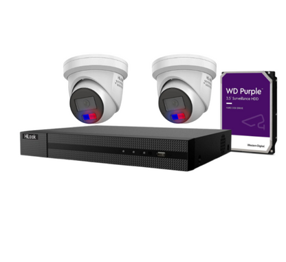 HiLook 6MP CCTV Camera Kit 4x All in one Camera, 4 channel NVR and HDD, IPC-T269H-MU/SL 6MP, HL-NVR-104MH-C/4P(B)