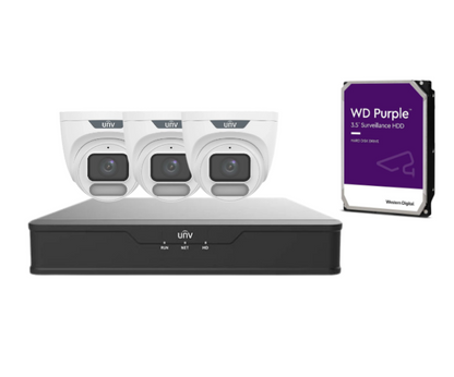Uniview 4MP Oulview 4x CCTV Camera kit with 4 Channel NVR, IPC3624LE-ADF28K-WP, NVR301-04X-P4