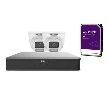 Uniview 4MP Oulview 4x CCTV Camera kit with 4 Channel NVR, IPC3624LE-ADF28K-WP, NVR301-04X-P4