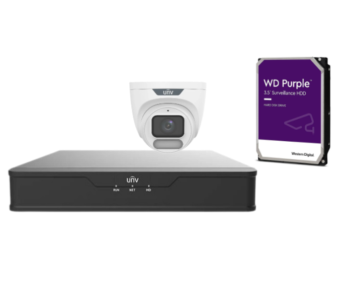 Uniview 4MP Oulview 4x CCTV Camera kit with 4 Channel NVR, IPC3624LE-ADF28K-WP, NVR301-04X-P4
