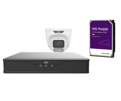 Uniview 4MP Oulview 4x CCTV Camera kit with 4 Channel NVR, IPC3624LE-ADF28K-WP, NVR301-04X-P4