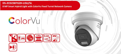 Hikvision 8x 8MP Camera kit with 8-Channel NVR with HDD, 7608NI-M2/8P, DS-2CD2387G2H-LISU