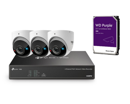 TP-Link VIGI 4K TiOC CCTV Kit – 4× S485PI 8MP Panoramic Cameras + NVR1004H-4P 4-Channel PoE Network Video Recorder with HDD