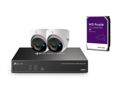 TP-Link VIGI 4K TiOC CCTV Kit – 4× S485PI 8MP Panoramic Cameras + NVR1004H-4P 4-Channel PoE Network Video Recorder with HDD