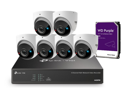 TP-Link VIGI 4K TiOC CCTV Kit – 8× S485PI 8MP 180° Panoramic Smart AI Cameras + NVR1008H-8P 8-Channel 4K PoE Network Video Recorder with HDD