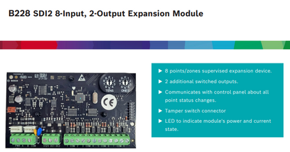 BOSCH B228 SDI2 8-Input, 2-Output Expansion Module – Suits Solution 4000 Control Panel