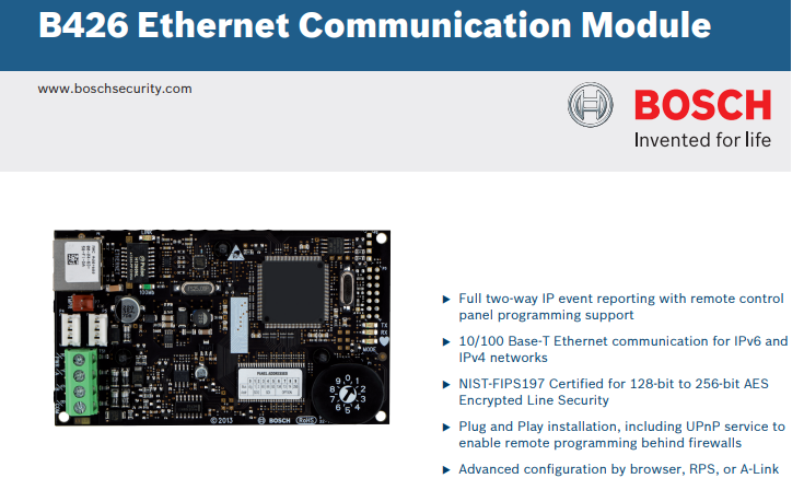 Bosch B426-M Ethernet Communication Module – Secure IP Module Connectivity for Solution 2000, 3000 & 4000 Alarm Panels