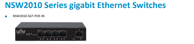 Uniview NSW2010-5GT-POE-IN 5-Port Gigabit PoE+ Switch – 4x PoE+ Ports, 60W Total, 1x 1G Uplink, L2 Unmanaged, 240VAC, Black
