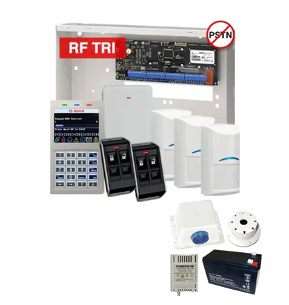 BOSCH Solution 6000 Wireless Alarm Kit – CC615PB IP Panel + CP736B Prox LCD Keypad + 3x RFDL-11 Wireless Tritech Detectors + RFRC-STR2 Receiver + 2x RFKF-FB Remotes + Siren Kit – K6000-IPS-3WTRI