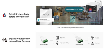 TP‑Link VIGI InSight S385DPS Outdoor 180° Dual‑Lens Panoramic PoE Security Camera — IP67 Weatherproof, Human & Vehicle Analytics, Night Vision, Active Defence, ColorPro