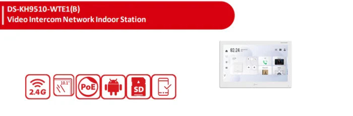 Hikvision DS-KH9510-WTE1(B) + DS-KV6114-WBE1 IP Video Intercom Kit – 10.1” Indoor Station with 4MP Smart Access Door Station (Intercom Kit)