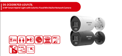 Hikvision DS-2CD2067G3-LI2UY/SL 6MP ColorVu Smart Hybrid Light Fixed Bullet Network Camera with Two-Way Audio, Strobe Alarm, IP67 & NEMA 4X