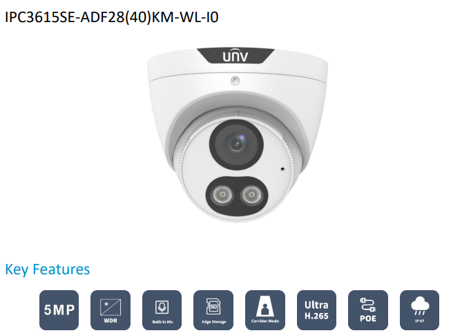 Uniview 5MP ColorHunter CCTV Kit Upto 4 x 5MP Full Colour IP Cameras with 4 Channel PoE NVR | 24/7 Colour Surveillance System