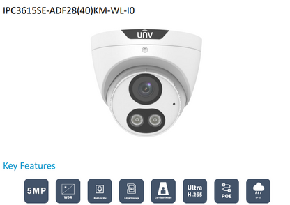 Uniview 5MP ColorHunter CCTV Kit – Choose Up to 8 Cameras with 8CH NVR | IPC3615SE-ADF28KM-WL-I0 + NVR301-08B-IQ