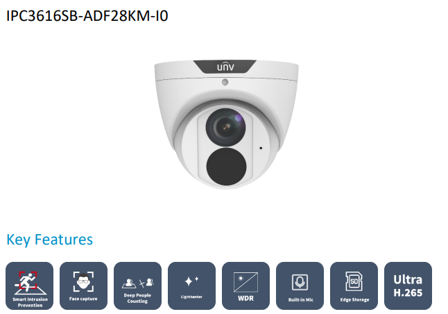 Uniview 6MP LightHunter CCTV Security Kit with 4 Channel PoE NVR | Choose Up to 4 IP Cameras | AI Detection | Built-in Mic | Ultra 265 Compression IPC3616SB-ADF28KM-I0