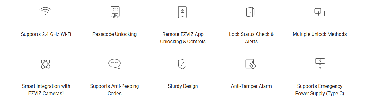 EZVIZ DL04 Smart Deadbolt Lock – Keyless Wi-Fi Door Lock with Passcode Unlock, EZVIZ App Remote Control, Auto-Lock, Anti-Tamper Alarm & Type-C Emergency Power