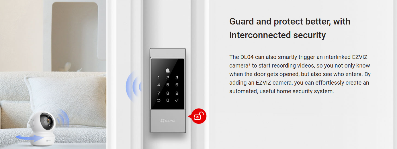 EZVIZ DL04 Smart Deadbolt Lock – Keyless Wi-Fi Door Lock with Passcode Unlock, EZVIZ App Remote Control, Auto-Lock, Anti-Tamper Alarm & Type-C Emergency Power