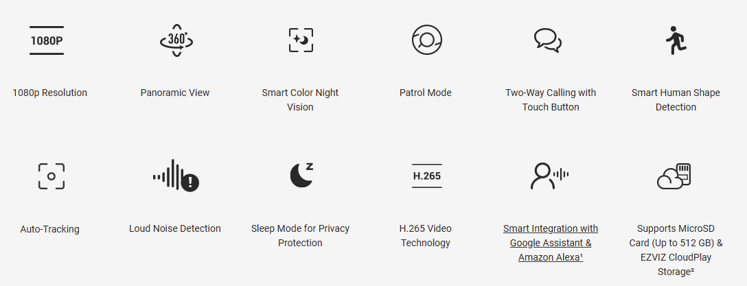 EZVIZ TY1 Pro 2K⁺ Type-C Pan & Tilt Smart Home Camera 4MP Indoor Wi-Fi Camera with Smart Human Detection, Auto-Zoom Tracking, Two-Way Calling & 512GB MicroSD Support