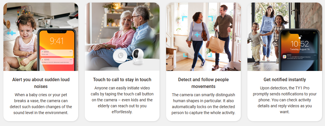 EZVIZ TY1 Pro 2K⁺ Type-C Pan & Tilt Smart Home Camera 4MP Indoor Wi-Fi Camera with Smart Human Detection, Auto-Zoom Tracking, Two-Way Calling & 512GB MicroSD Support